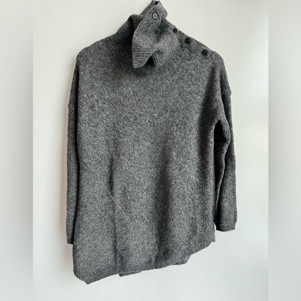 Soft Surroundings Turtleneck Gray Button Neckline… - image 1